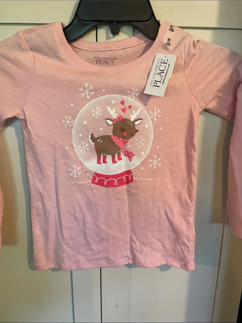 The Children's Place Light Pink Reindeer Snow Globe Long-Sleeve Tee